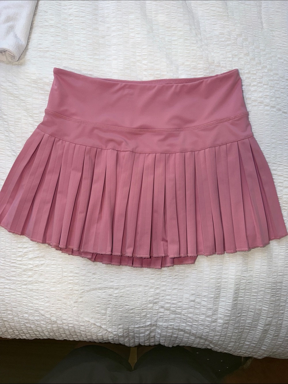 Pleated Mini Skirt with Wide Waistband - Pink